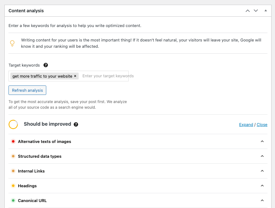 optimise content to get more traffic to your website
