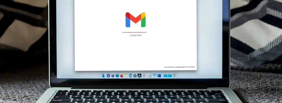 laptop showing gmail open in web browser