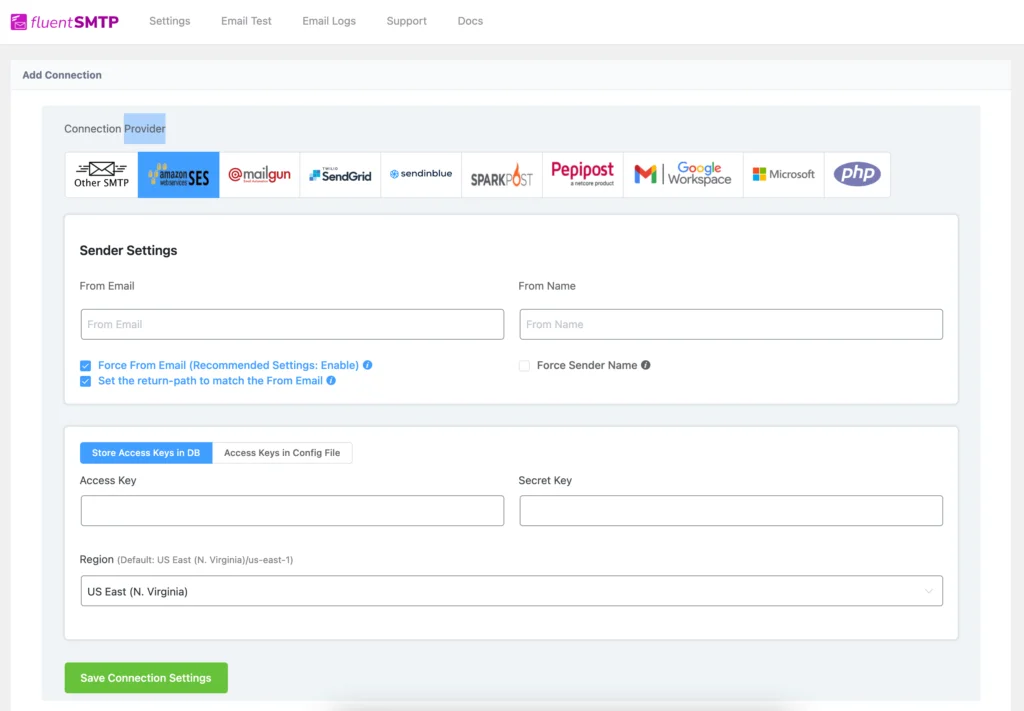fluent smtp plugin in wordpress admin